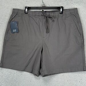 Gap Mens Pull On Shorts 2XL Dark Grey Casual Drawstring Stretch Logo Pockets NEW